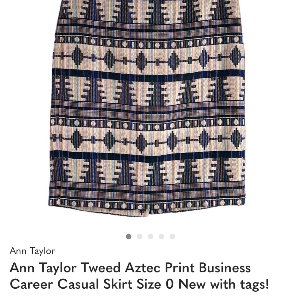 Ann Taylor Navy and Cream Tweed Pencil Skirt